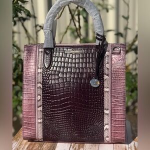 GORGEOUS RARE Brahmin Caroline Mellow Rose Jessamine Purples snake FIRM NWT